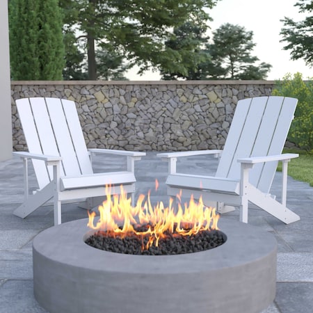Flash Furniture White Poly Resin Adirondack 2 Pk 2-JJ-C14501-WH-GG